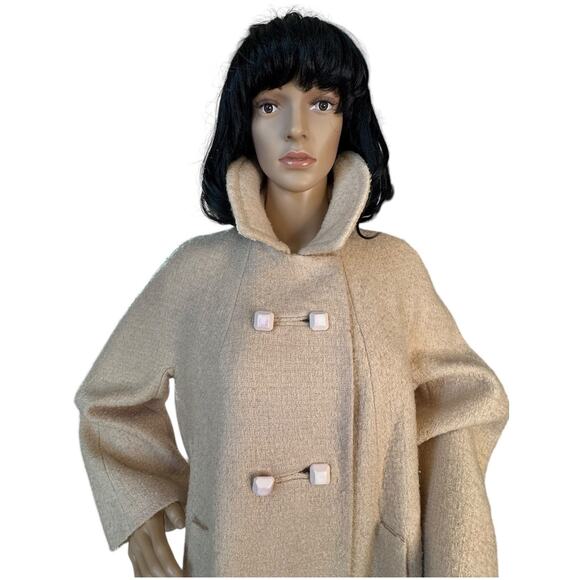 Vintage 1950's Craigleigh Ivory Blouce Double Breasted Swing Coat size large - Picture 11 of 17